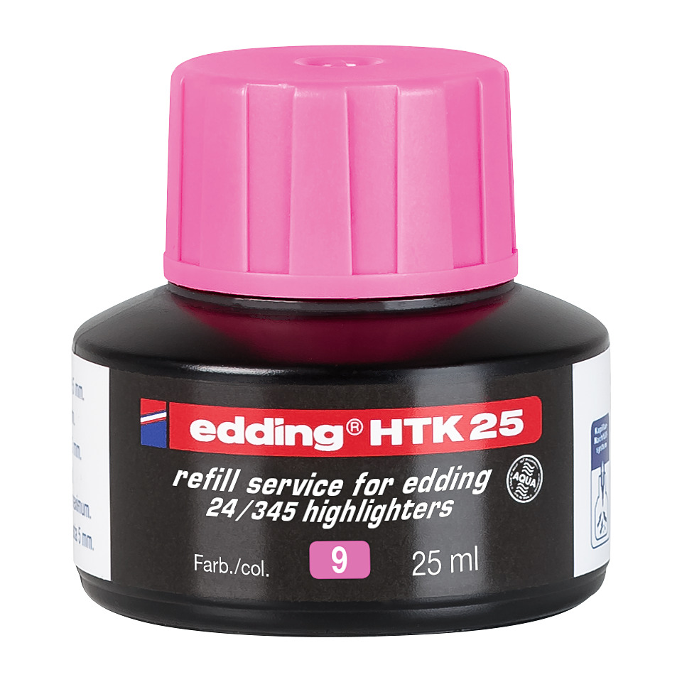 Edding HTK25, Highlight-Tinte, Leuchtendes Pink, 25 ml, Nachfüllflasche