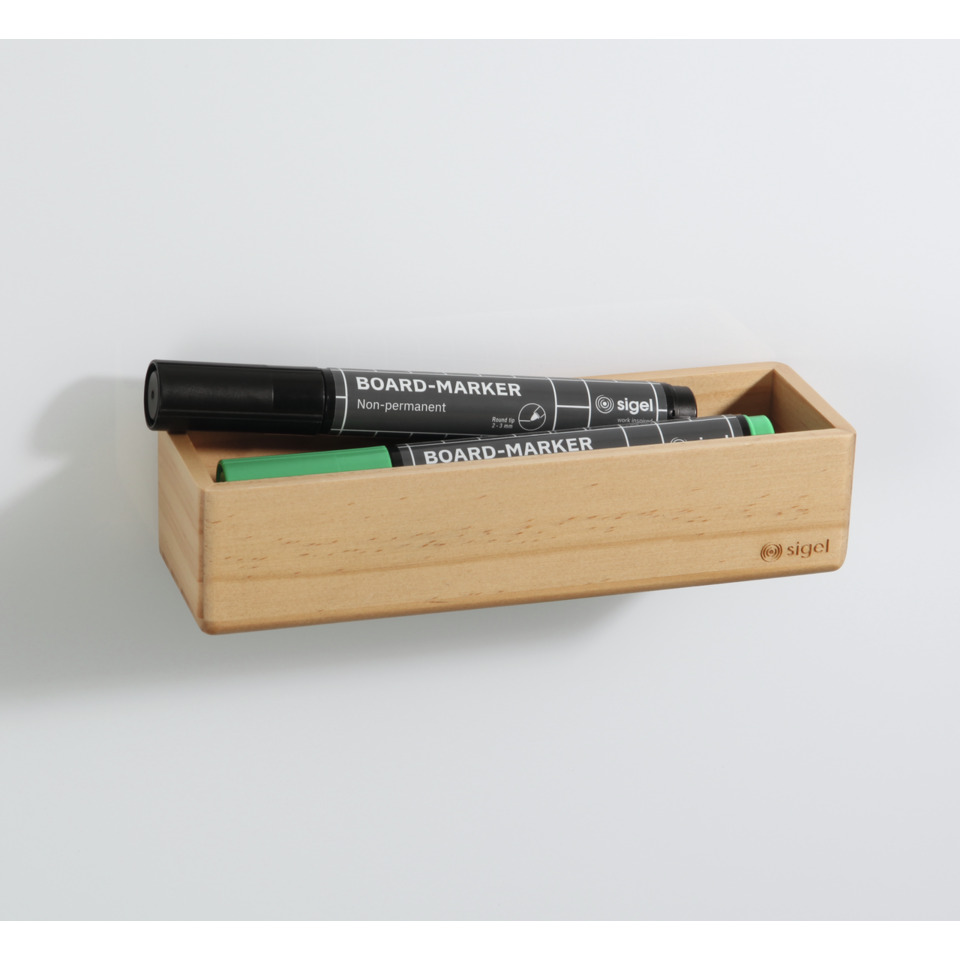 BOARD-MARKER, Marker Stift, Whiteboard-Marker, grüne Kappe, Holzablage