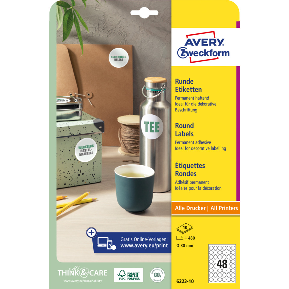 runde etiketten, klebeetiketten, schreibtisch zubehör, tee flasche, bastel material