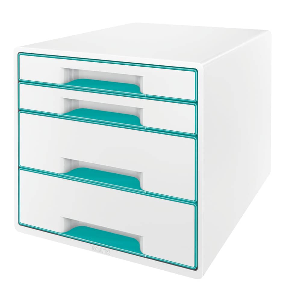 Nachttischschublade, Schubladenschrank, weißer Schrank, Türgriffe, Teal Akzente
