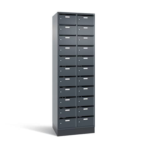 Verteilerschrank, 2 Abteile, je 11 Fächer, schwarzgrau CP 8170-211 10115
