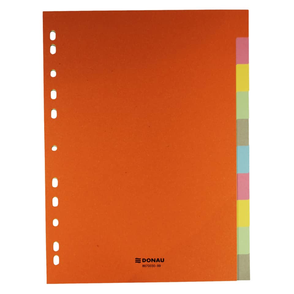 Buch, Notizbuch, orangefarbener Einband, Registerkarten, Lochartiges Lochwerk