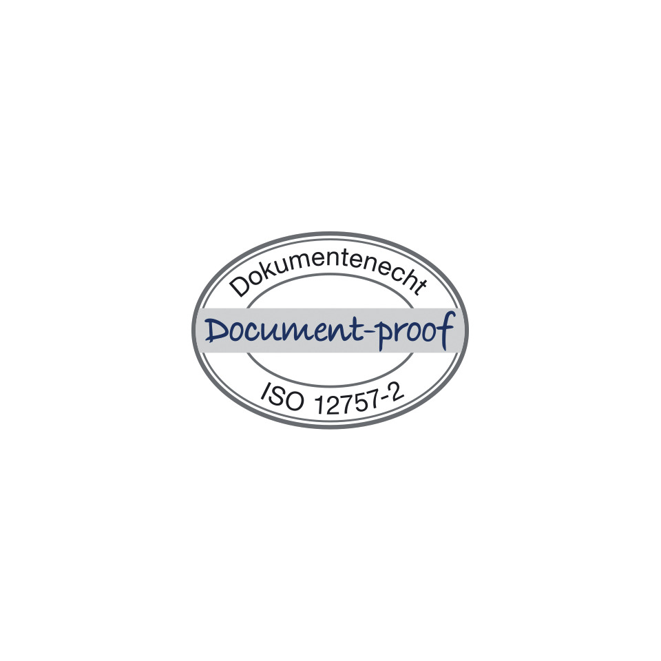 Dokumentenschutz, Dokumentenschutz-Logo, Dokument, ISO-12757-2, Stempel