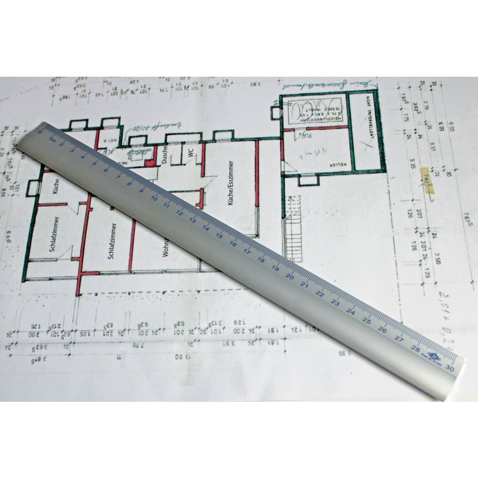 Architekturplan, Grundriss, Maßstab, Bauzeichnung, Ruler