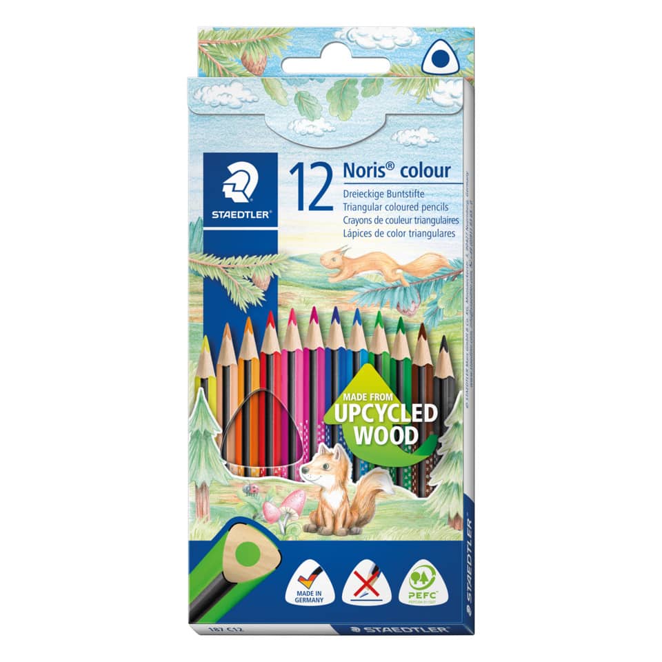 Dreieckige Buntstifte, Buntstifte, Holzstifte, Upcycled, 12er-Pack