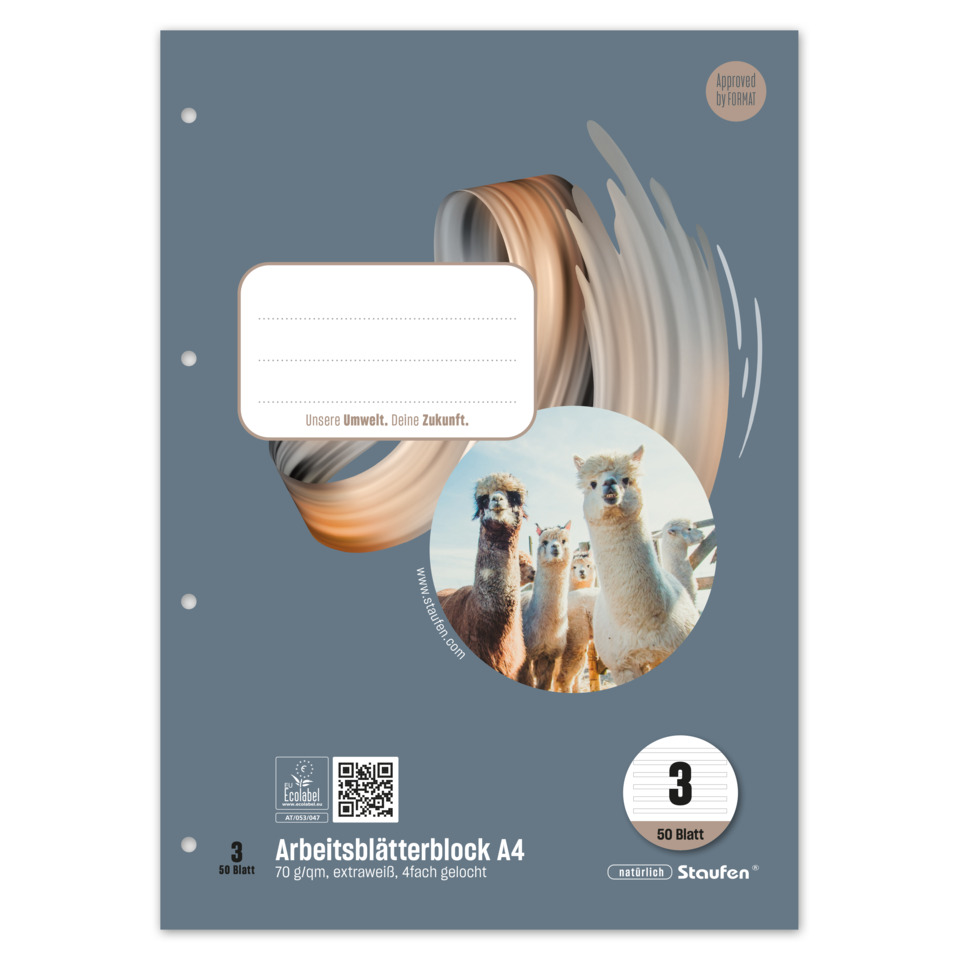 A4-Block, Arbeitsblätter, Notizfenster, Stufenpapier, Rückseite
