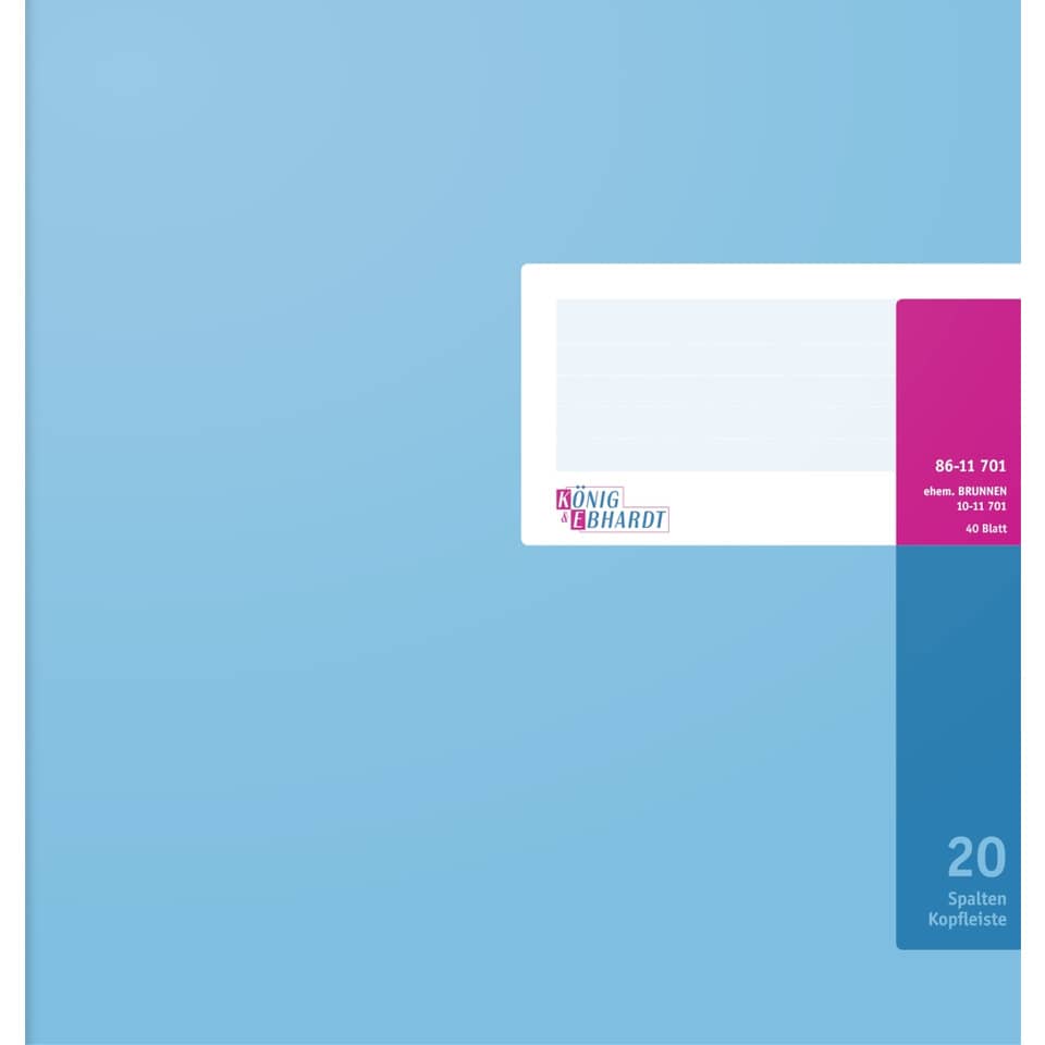Spaltenbuch mit Kopfleiste 277×255 mm, 80 Seiten, 20 Spalten, Karton, magenta/hellblau KÖNIG & EBHARDT 8611701