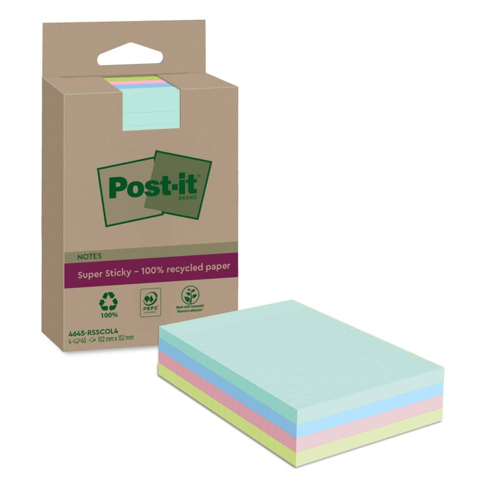 Post-it Notizen, Notizblöcke, Pastellfarben, Klebezettel, 100% recyceltes Papier