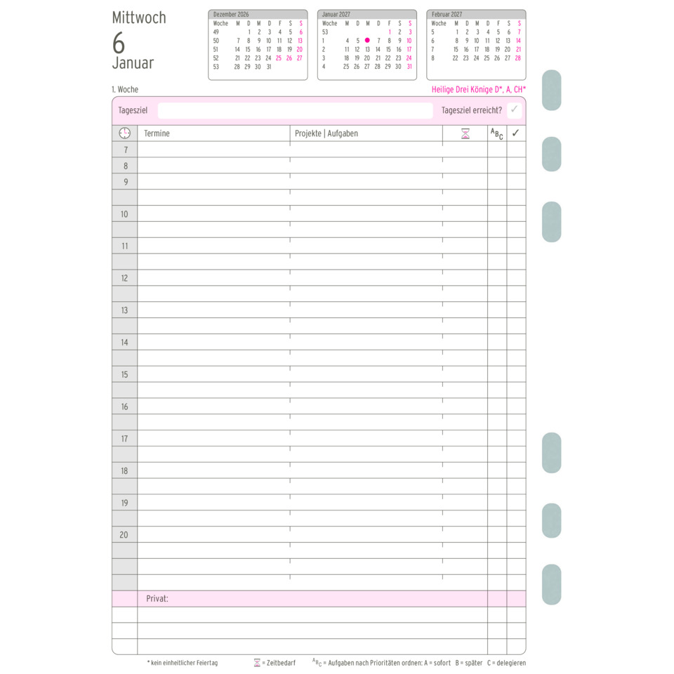 Kalender, Wandkalender, Monatliche Übersicht, Tagesplan, Terminplan