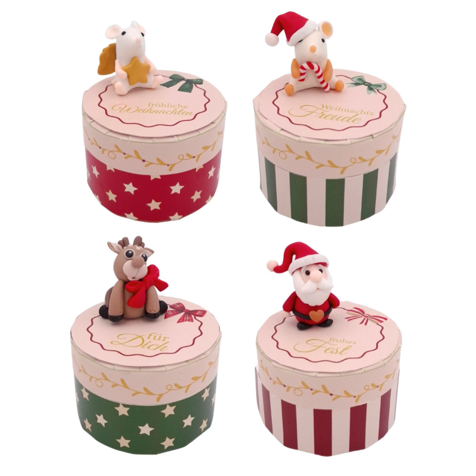 Weihnachtskapseln, Weihnachtsdeko, Kleines Geschenk, Figurenaufteilung, Rundboxen