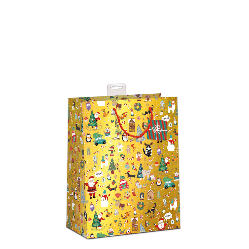 Geschenktüte, Weihnachtsmotiv, Geschenkverpackung, Papiertragetasche, Festliche Tüte