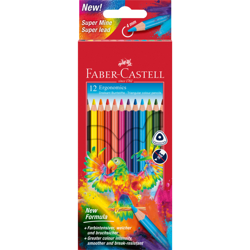 Buntstifte, Buntstiftenset, Dreikant, Ergonomische Stifte, 12 Farben