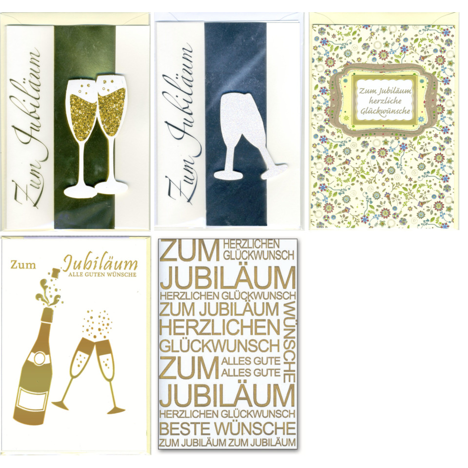 Gläser, Champagner, Jubiläum, Grußkarte, Blumenmuster