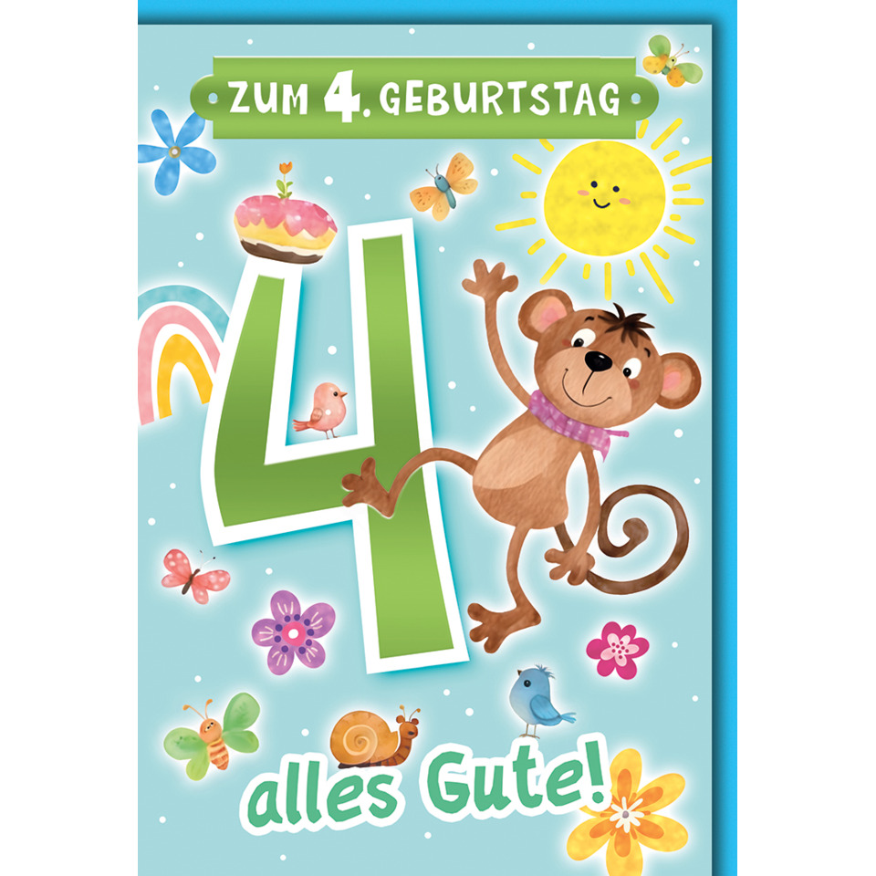 geburtstag, affe, nummer4, kleinigkeit, alles Gute