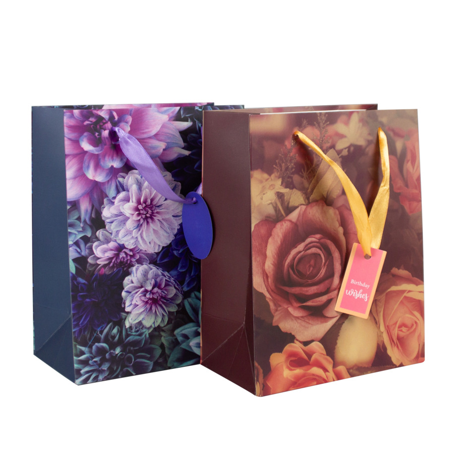 Geschenkbeutel, Blumendesign, Tragetasche, Rosenmuster, Geburtstag