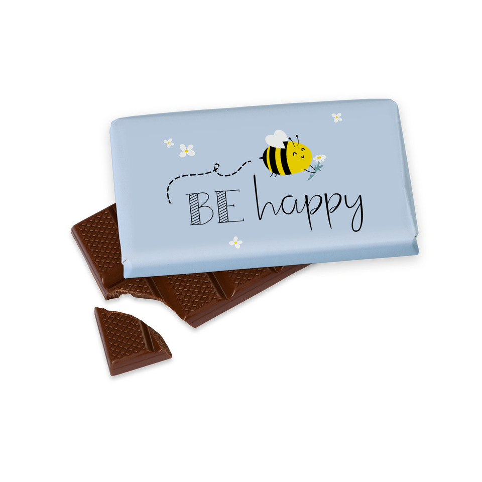 Schokolade, Tafel, Milchschokolade, Be Happy-Design, Be Happy Spruch