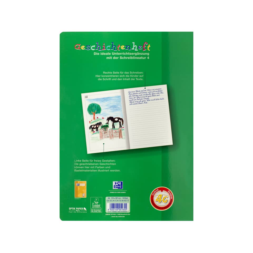Schreibheft, Grünes Hintergrund, Kinderbuch, Doodle-Layout, Linierte Seiten