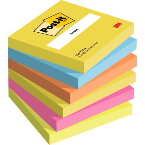 Haftnotizblock Energetic Collection, 76x76mm, 6x100 Blatt POST-IT 654-TFEN
