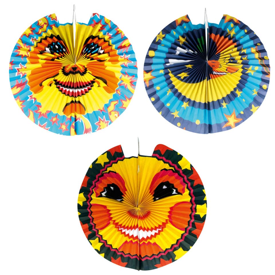 piñata, papierlaterne, bunte kreisform, party-deko, runder ventilator