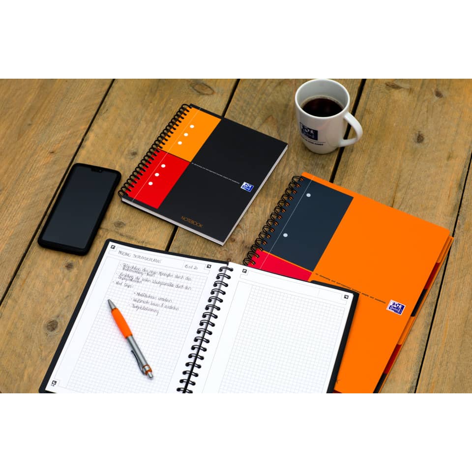Notizbuch, Spiralblock, Notizbuch A5, Kaffeebecher, Smartphone