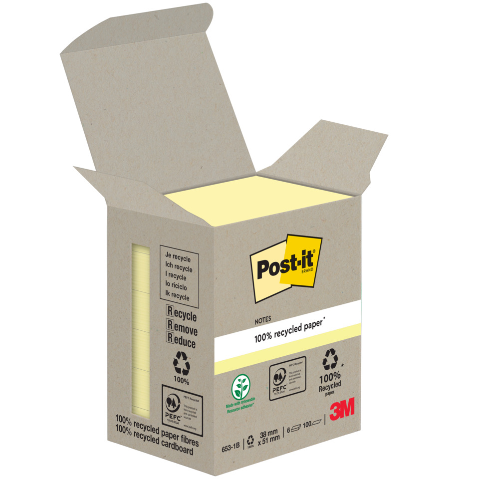 Kartonbox, Post-it Notizen, Notizblock, Recyclingpapier, Schachtel