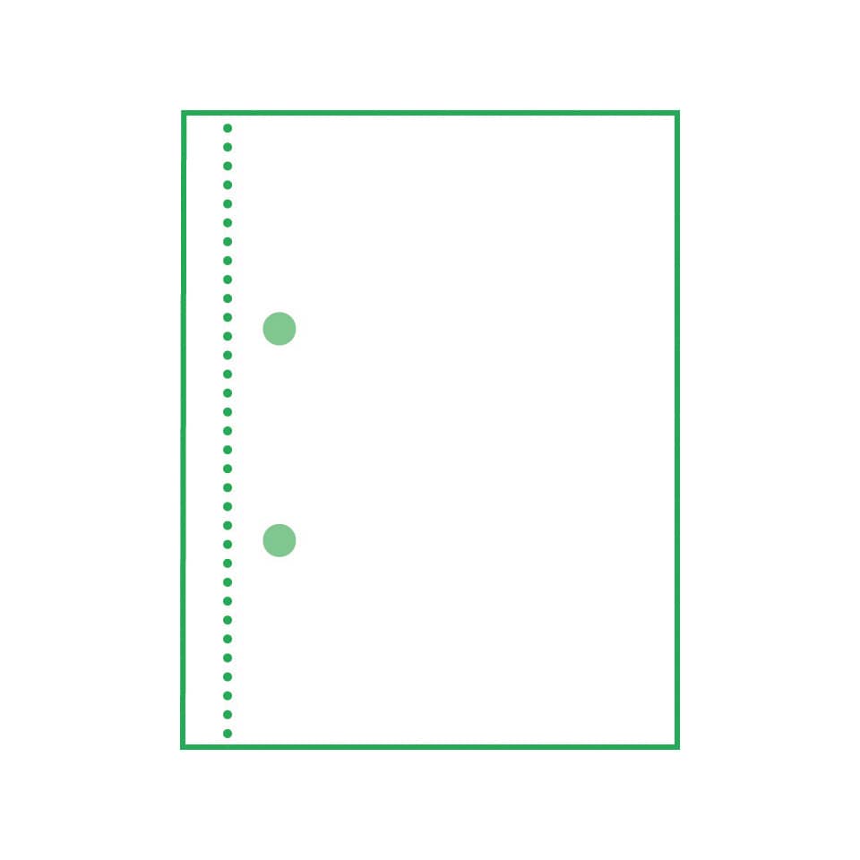 notebook, spiral-edge, dots, dots along spine, green outline
