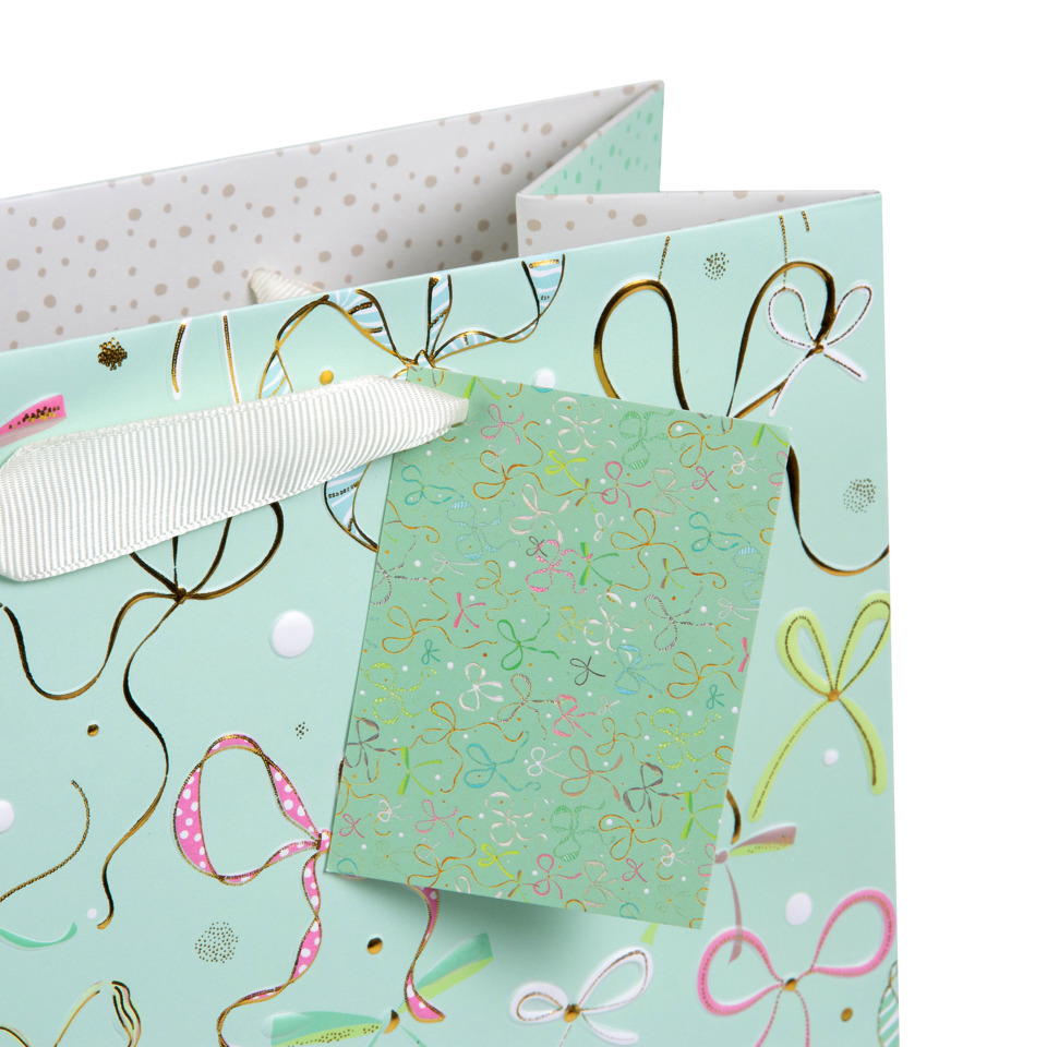 Geschenktüte, Geschenkpapier, Hintergrund Muster, Schleifen-Design, Pastellgrün