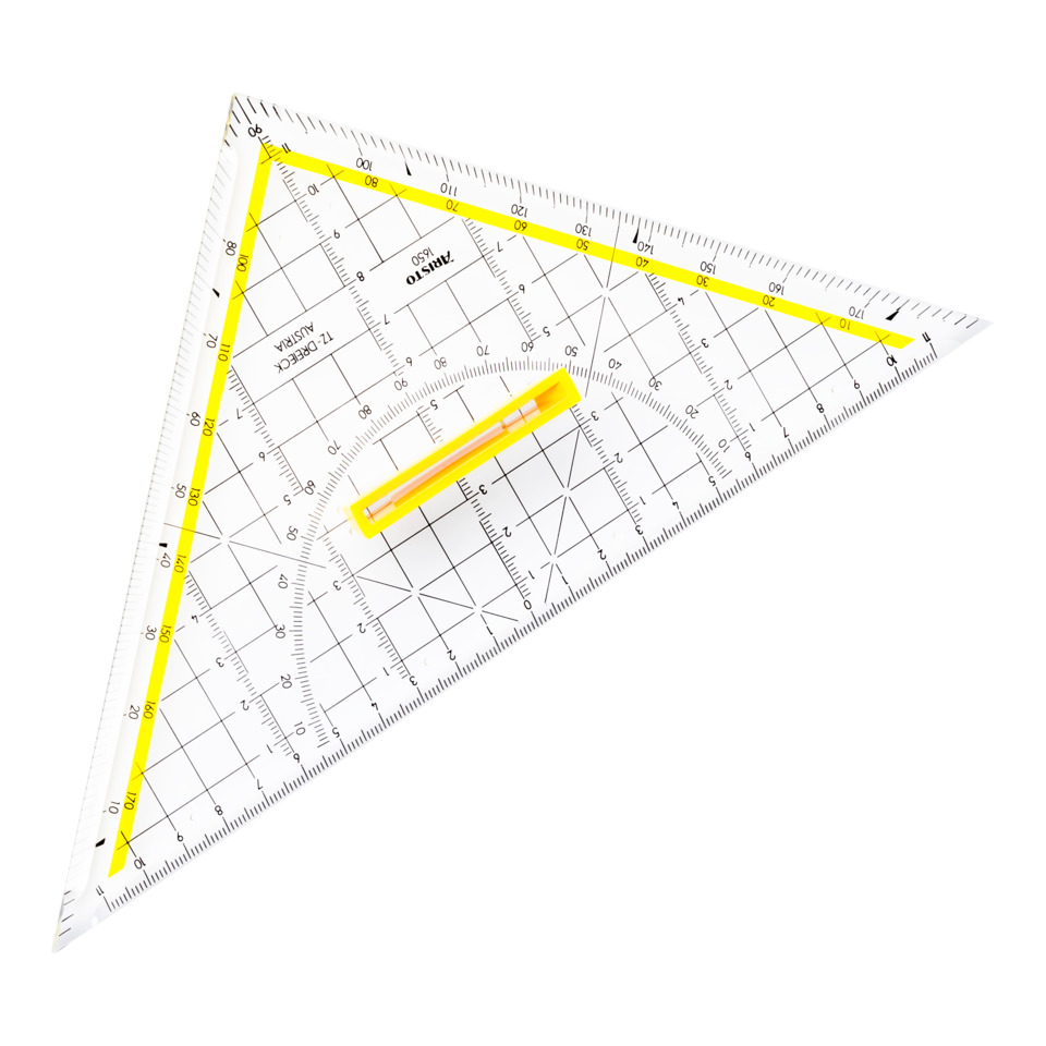 Geometrie-Set, Lineal, Protraktor, Schablone, Kleiner Cutter?