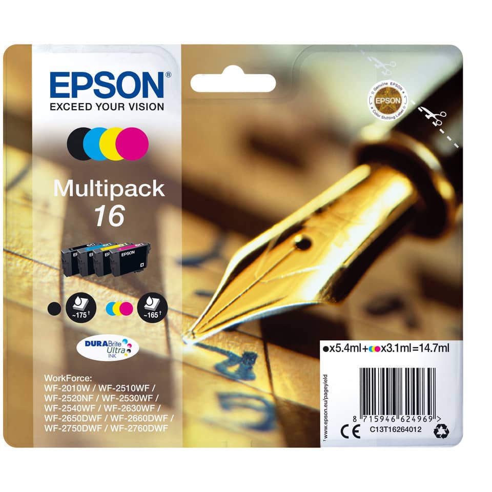 Tintenpatrone, 16er-Set, Druckertinten, CMYK, EPSON Multicolor