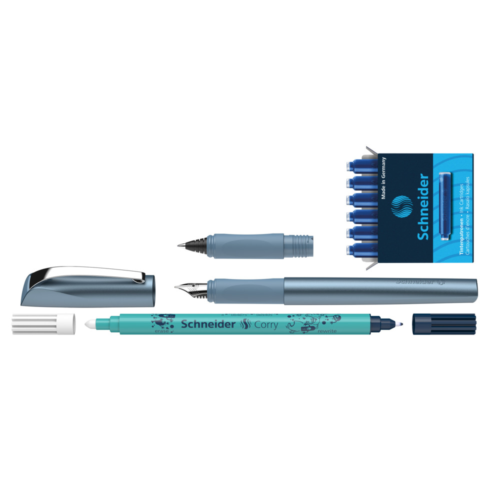 Schreibset, Kalligrafie, Kugelschreiber, Filzstift, Schraubverschluss