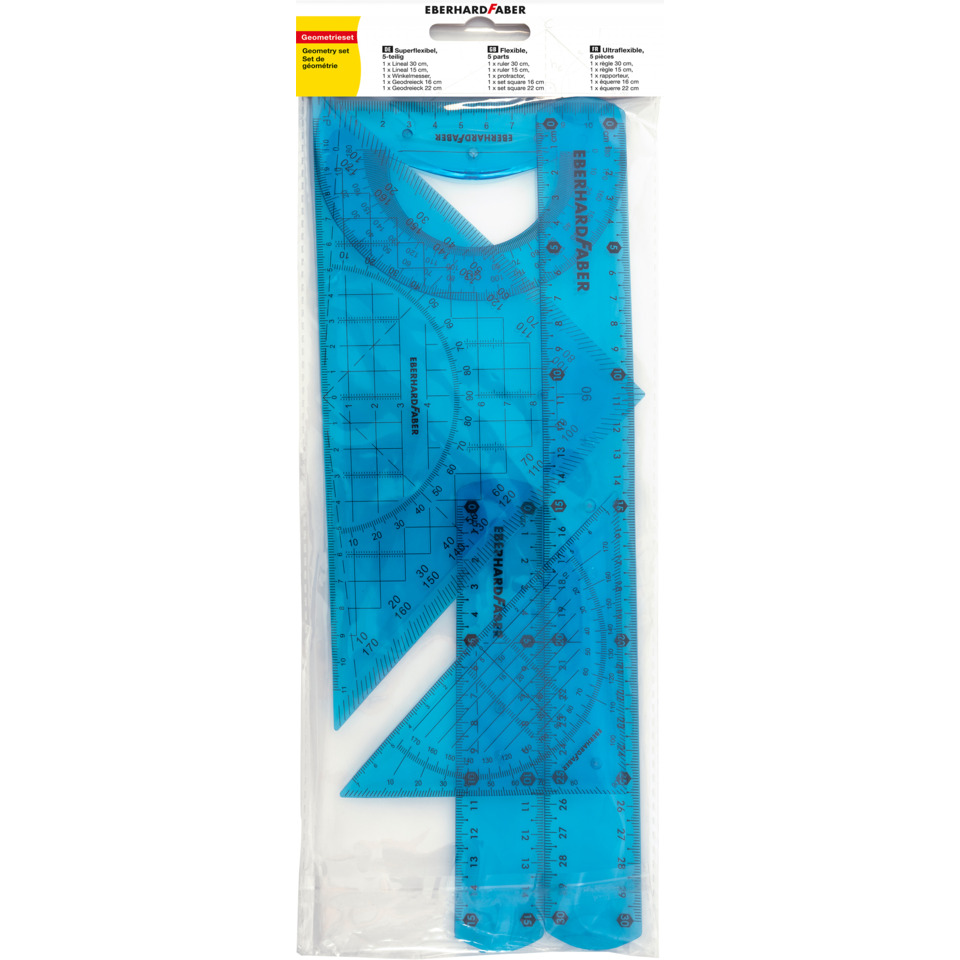 Geometrie-Set, Geodreiecke, Maßstab, Viereck, Linealset