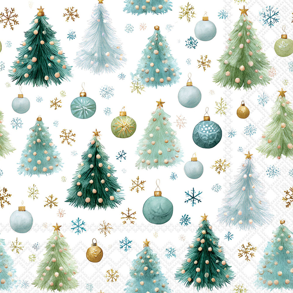 Weihnachtsstoff, Weihnachtsbaum, Baum Muster, Ornamente, Tannenwald