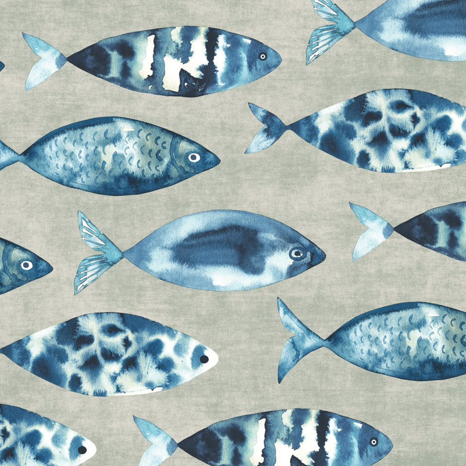 Muster, Fisch, Blau, Wasserlebewesen, Stoff