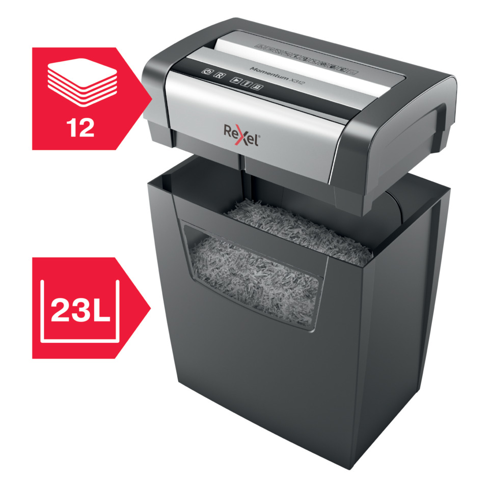 Aktenvernichter, 12-Blatt, 23 L Behälter, Papierschredder, Trommelmaterial