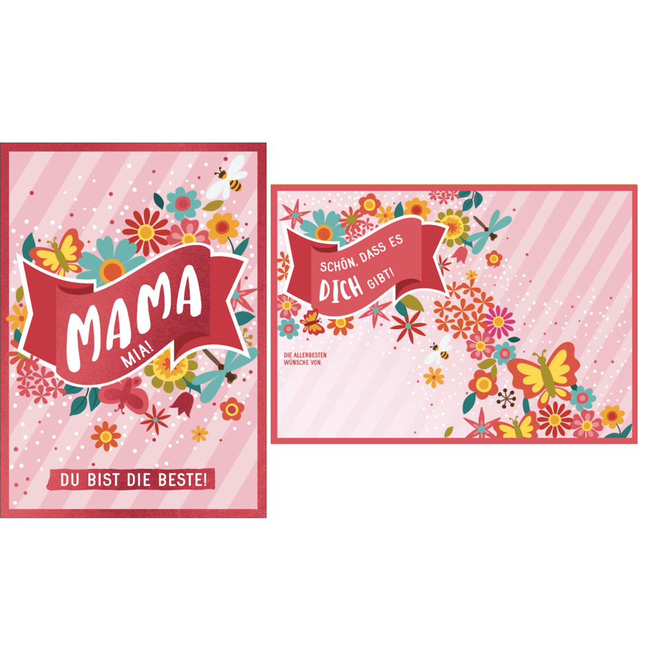 Karte, Mami, Blumen, Schleife, Gratulation