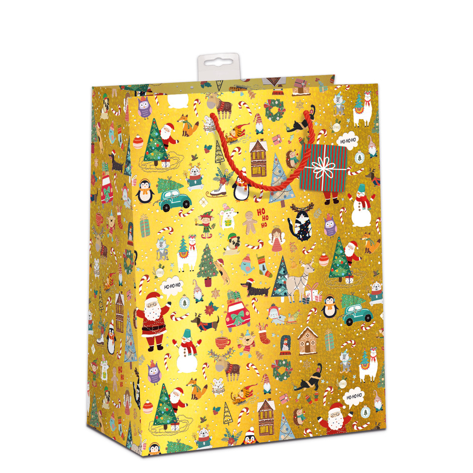 Weihnachtsgeschenk, Geschenktüte, Jahreszeit Weihnachten, Pattern: winter, Kugel/Engel-Illustrationen
