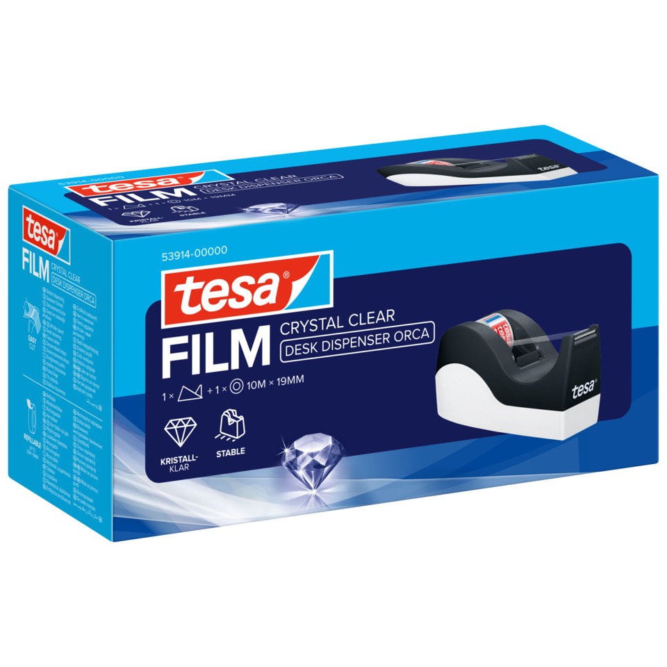 Filmdispenser, Klebefilm, Crystal Clear, Desk Dispenser, Orca