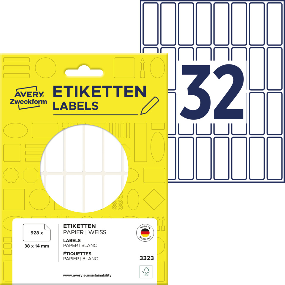 etiketten, labels, papier, weiß, 32er-set