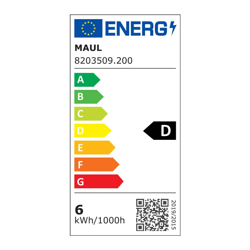 Energiekennzeichnung, kWh/1000h, A-D Energie, EU-Energieetikett, Schwarz D