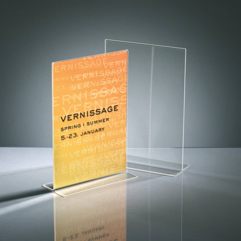Vernissage-Poster, Ausstellung, Acryldisplay, Transparentes-Display, Posterhalter
