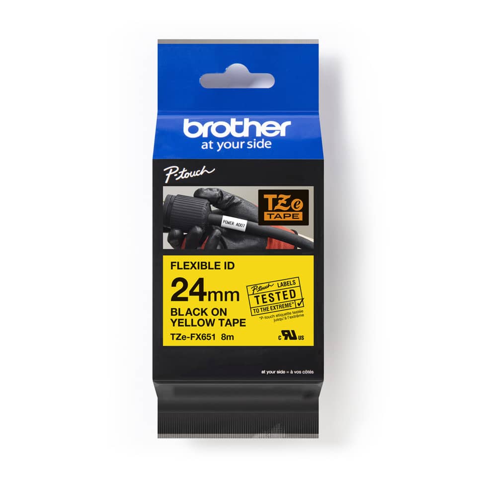 TZe Tape, 24 mm, schwarz auf gelb, flexible ID, Brother