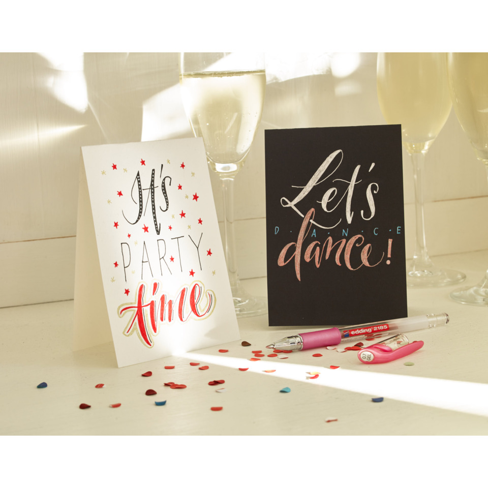 Party cards, Grußkarte, Let's dance, Konfetti, Kugelschreiber