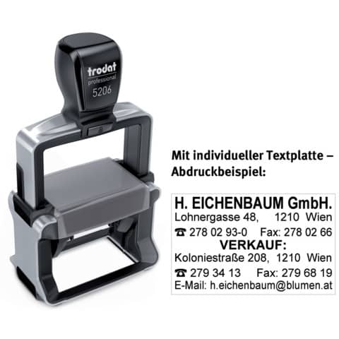 Selbstfärbestempel mit Platte 8 Zeilen   individuell TRODAT 5206P