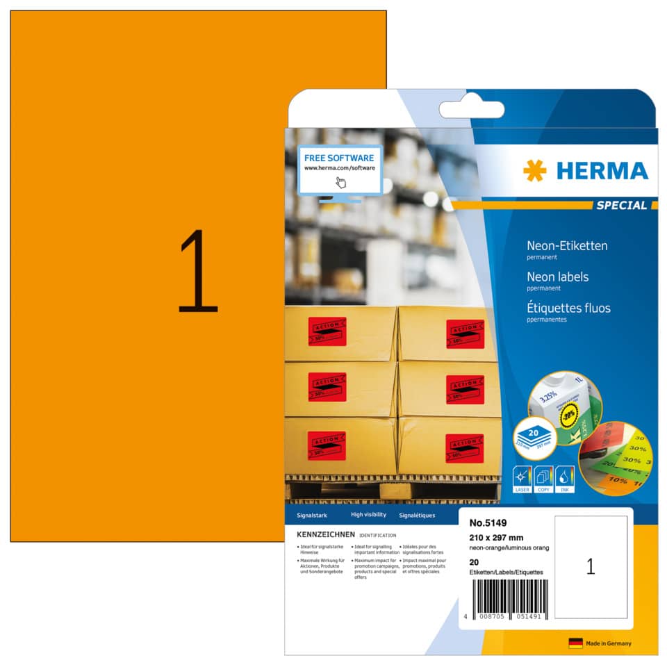 Neonlabels, Etiketten, Beschriftung, Verpackungsetiketten, Kartonage