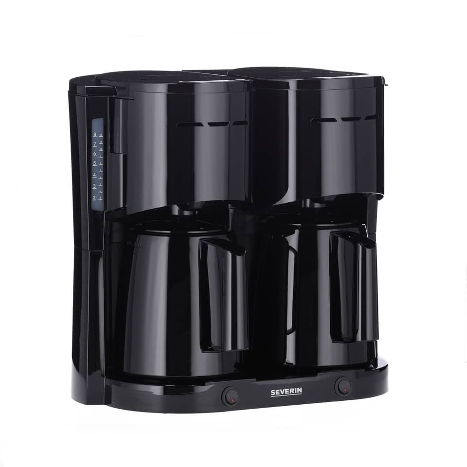 Kaffeemaschine, Kaffeezubereiter, Doppel-Kaffeemaschine, 4-Kapselhalter, schwarz