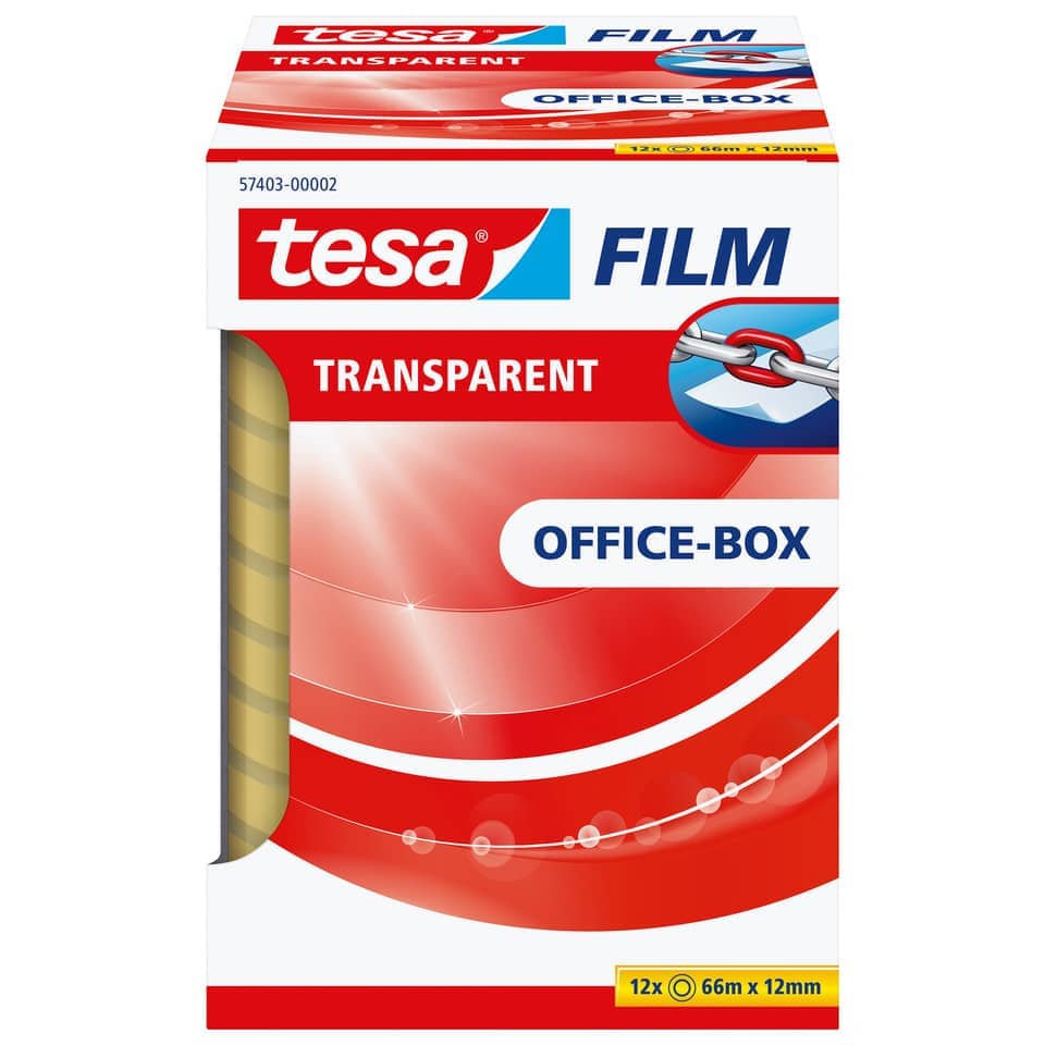 Klebefilm tesafilm® Office-Box, 66mx12mm, 12 Rollen, transparent TESA 57403-00002-01