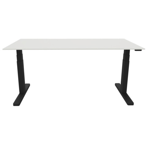 Schreibtisch -T-Fuß, 160 x 65-130 x 80 cm, elektrisch höhenverstellbar, weiß/schwarz Q-CONNECT KF14158