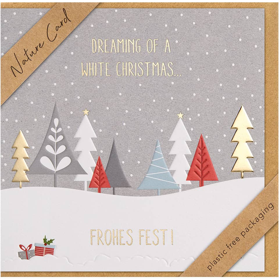 natur, karte, weihnachten, baum, schnee