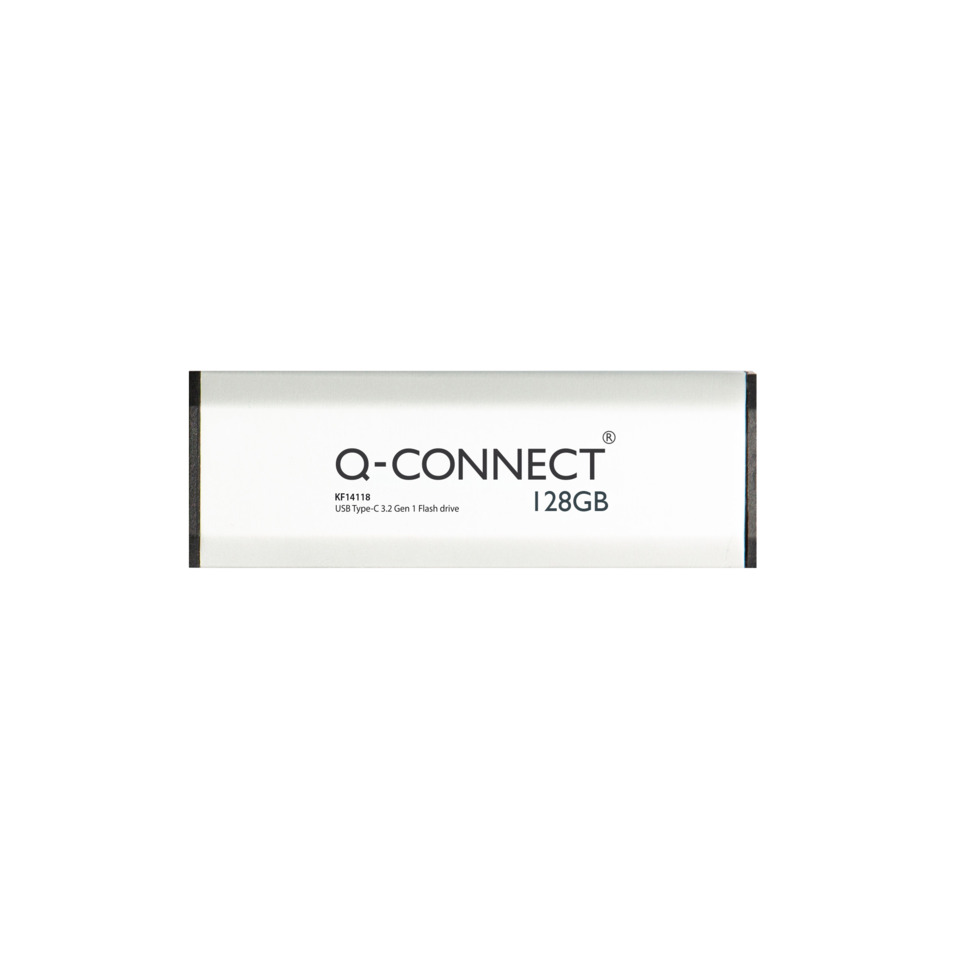 usb flash drive, 128GB, q-connect, metallic, usb-c 3.2