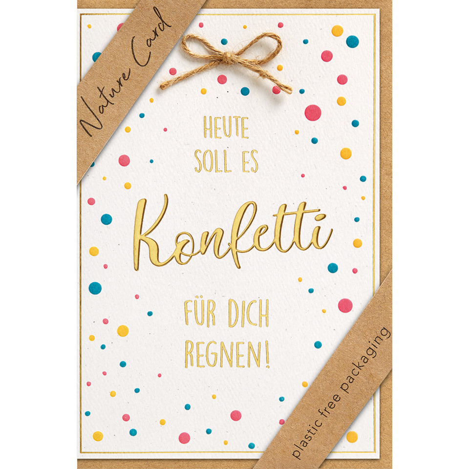 Kartenmotiv, Konfetti, Grußkarte, Naturkarton, Rundband